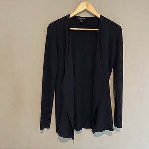 Eileen Fisher Black 100% Wool Open Front Cardigan Size Small